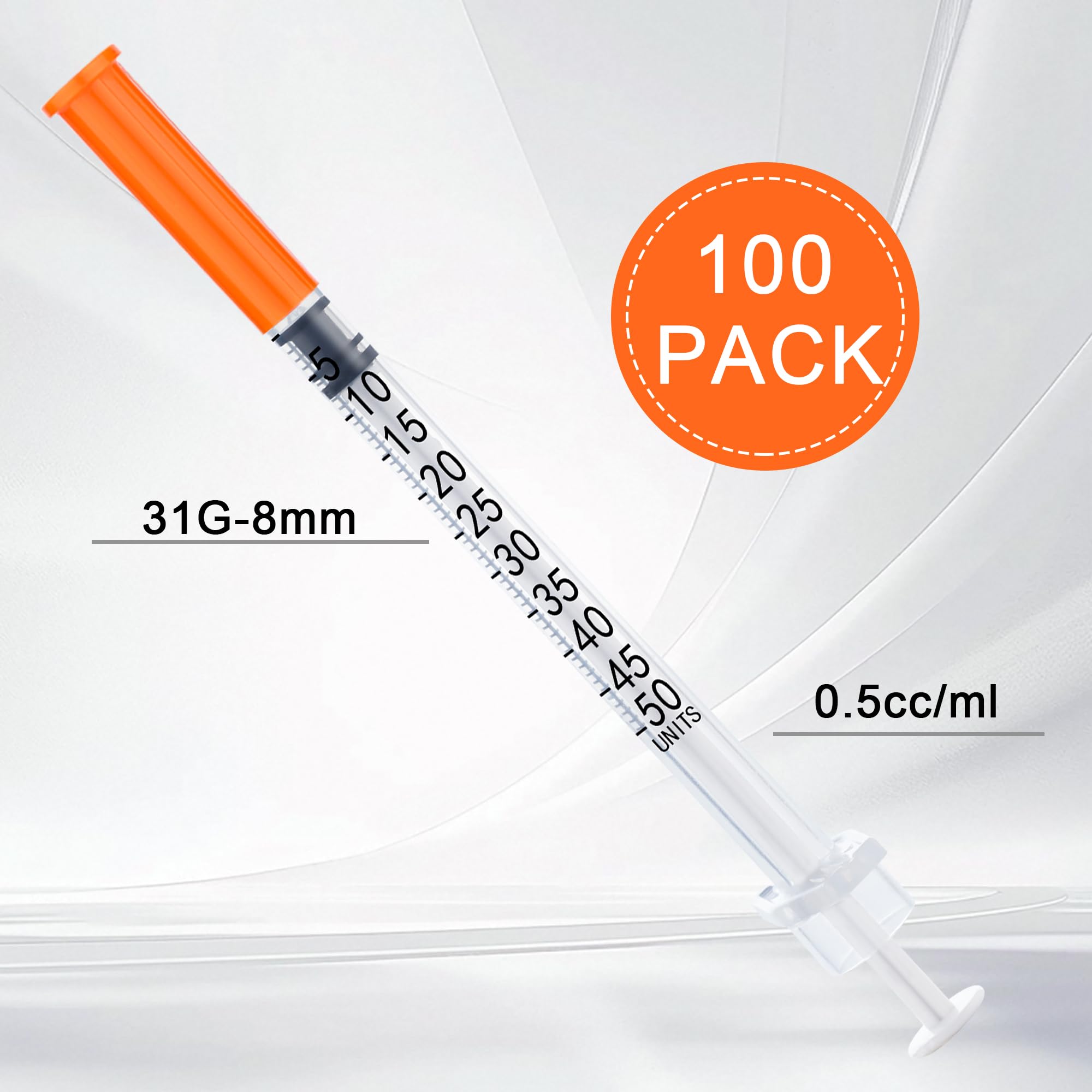 0.5ml Syringe, 31Gauge 8mm Lab Dispensing Syringe, Individual Wrapped Dispensing Tool Plastic Tube, 100Pack — Amazon image 2