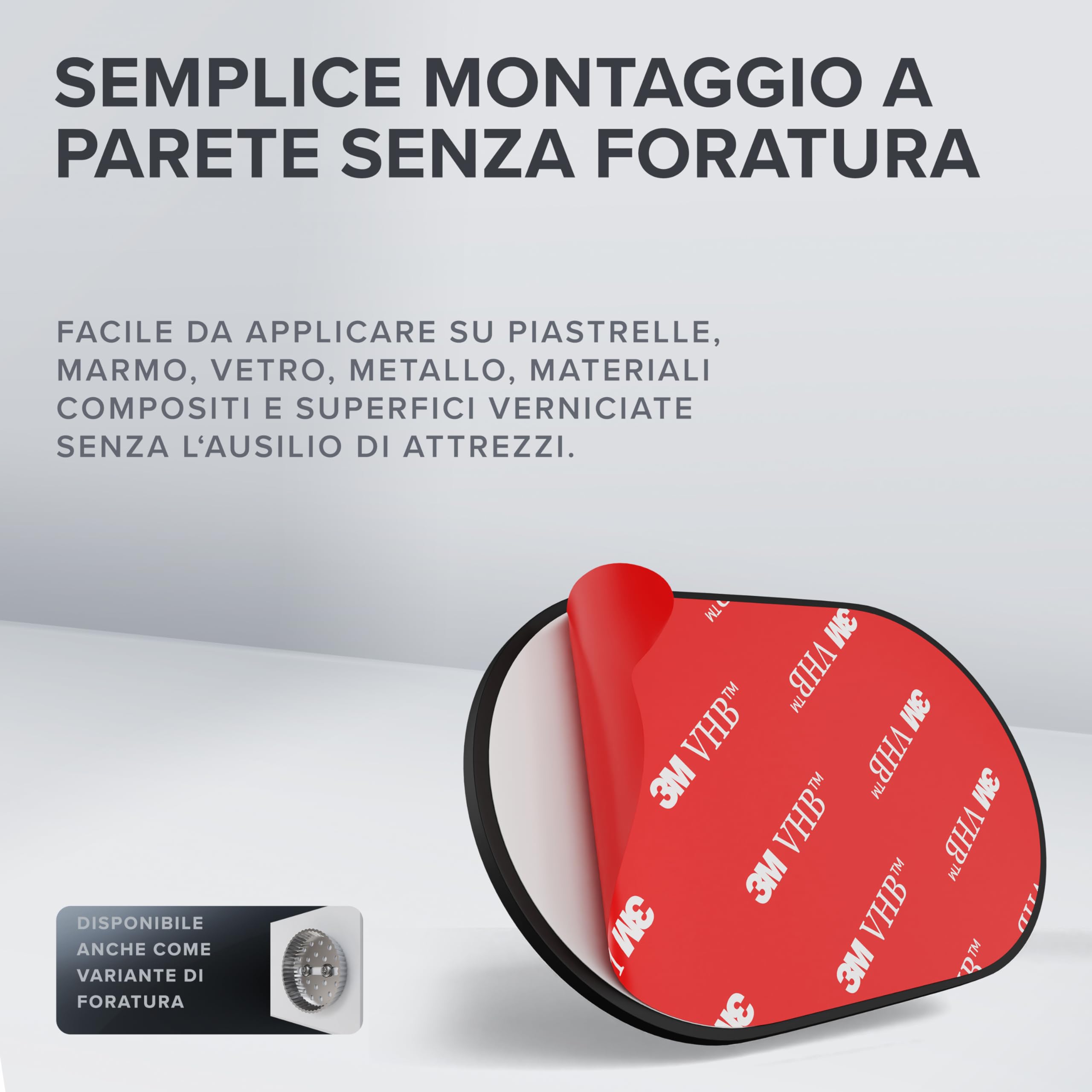 ovimar dispenser di sapone Lokta | nero | con montaggio a parete senza foratura | in acciaio inox e moderno vetro nero | con apertura extra large, facile da riempire | per il bagno o la cucina