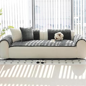 LINGKY Thick Sofa Covers Washable - Soft Corduroy Sofa Cover 2 3 4 Seater, Non-Slip Sofa Slipcovers, Sofa Cushion Covers Pet Couch Covers Furniture Protector for Living Room (Dark Grey, 70x180cm)