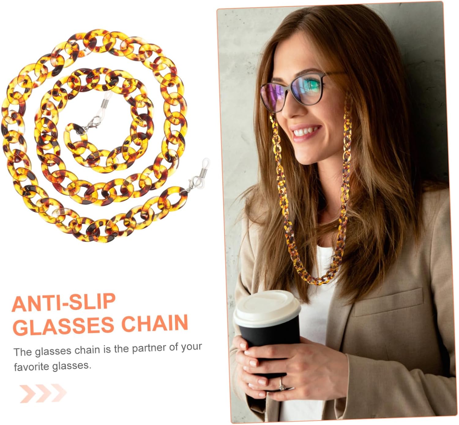 Tortoise Shell Sunes Chain Eyewear Anti-Slip Eyeglass Chain PVC Chain for Glasses Cord Random Color