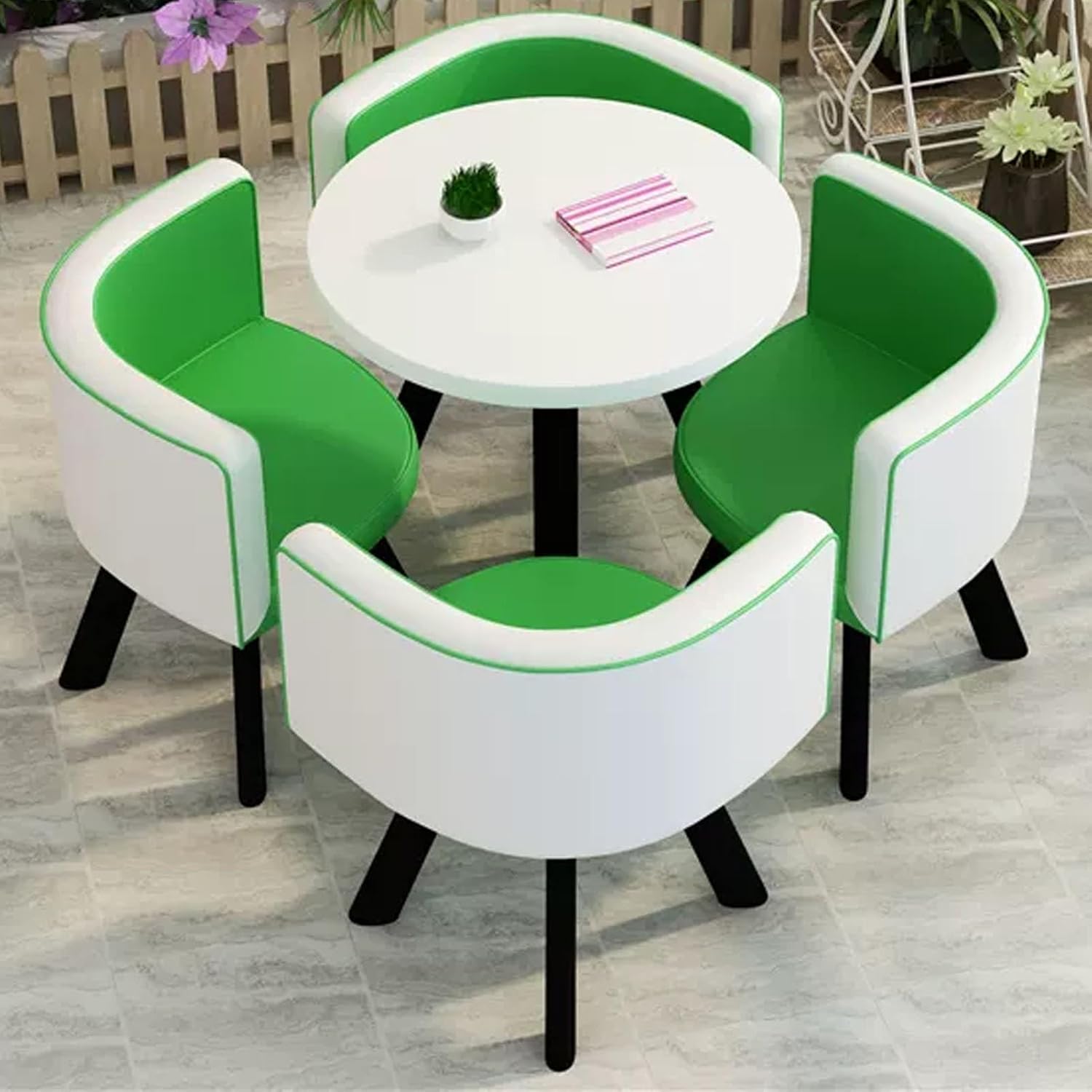 Office Reception Conference Room Coffee Table,Negotiation Table,Club Table and Chair Set,Negotiation Dining Table and Chair Set,Set,1 Table 4 Chairs,Green,One Size