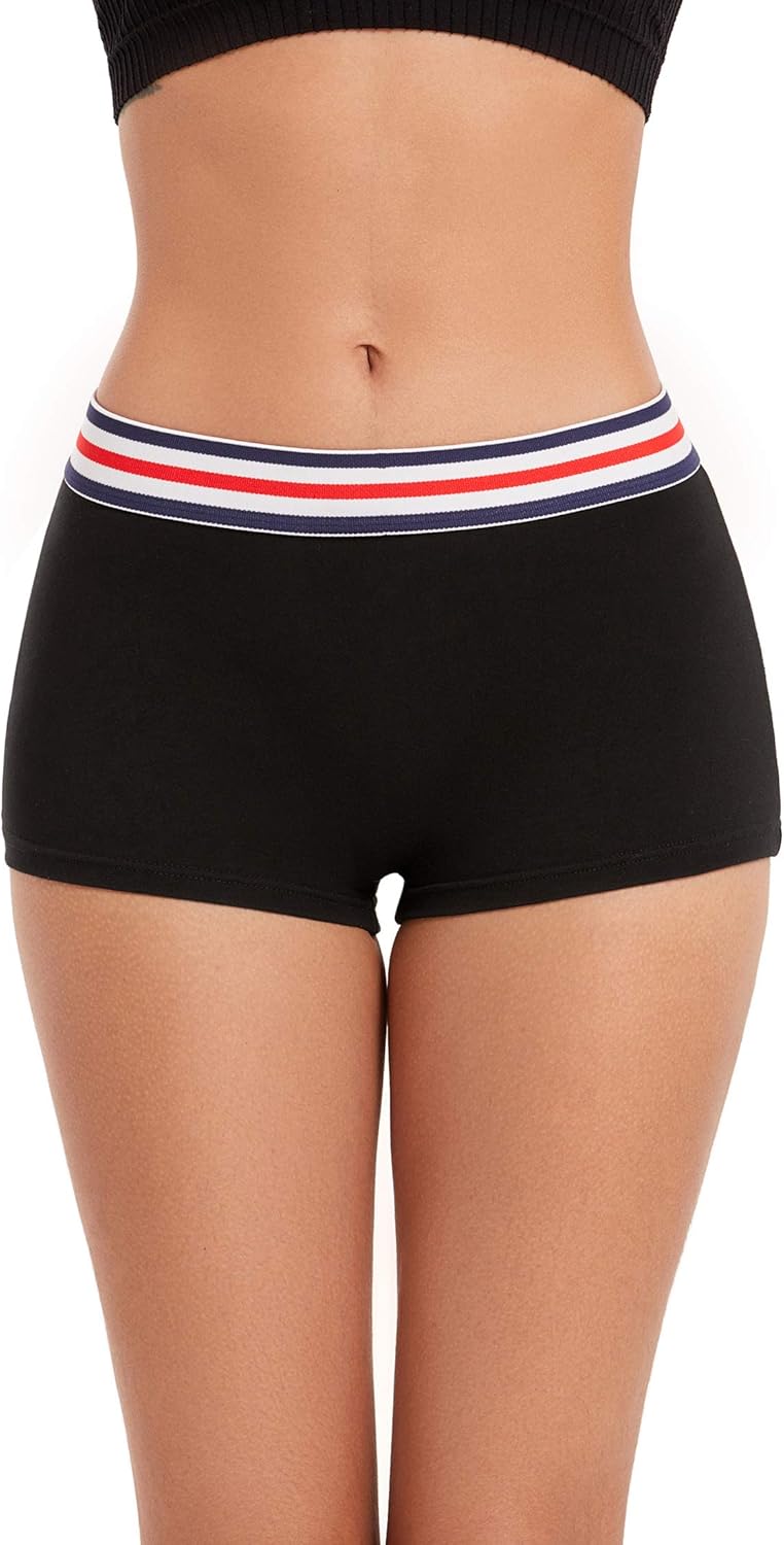 ZLYC Women's Cotton Sporty Boy Shorts Panties Breathable Stretch Workout Underwear Boxers