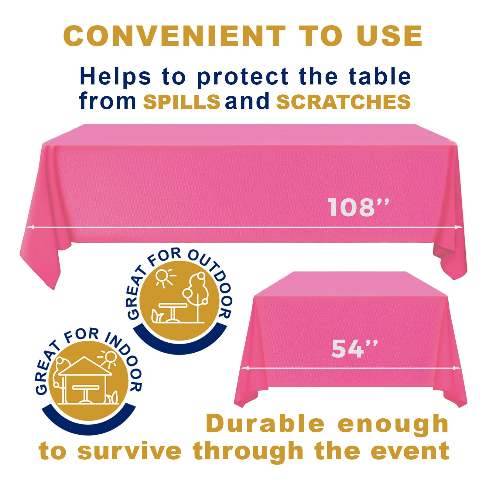 Sonluma - Paquete de 12 manteles de plástico desechables de alta calidad de 108 x 54 pulgadas para mesas rectangulares de 8 pies de largo, fundas impermeables para eventos y fiestas en interiores o