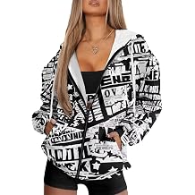 Women Casual Full Zip Up Hoodie Oversized Lightweight Long Sleeve Sweatshirt Trendy Warm Jacket With Pockets
