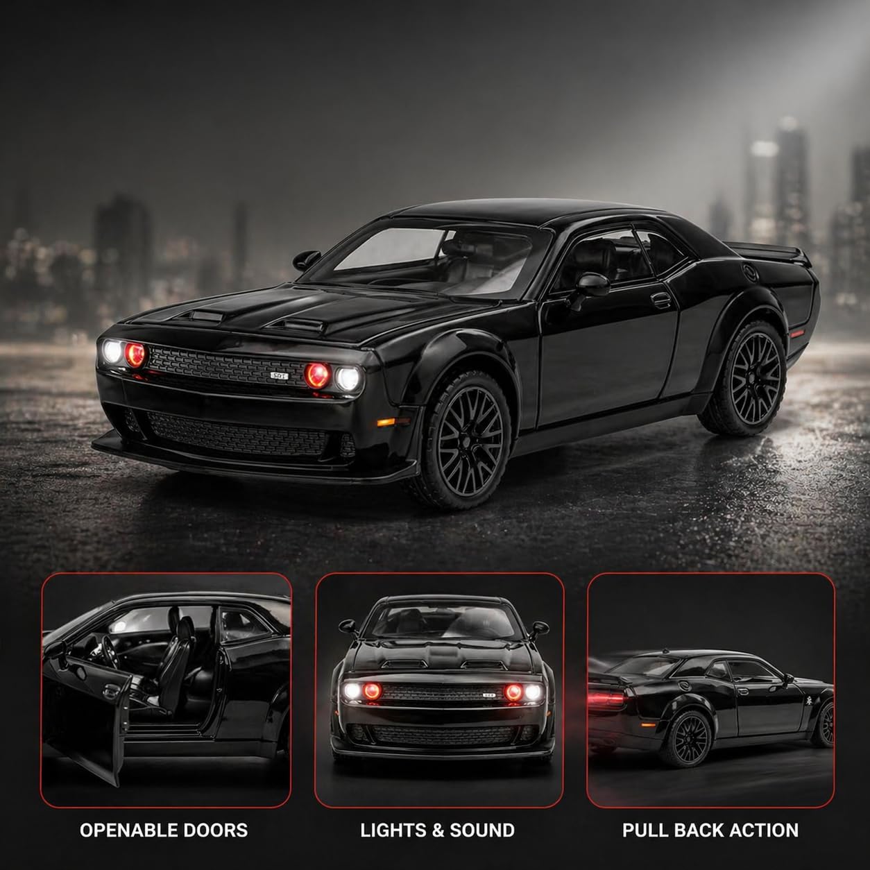 DREAMY DEN Dodge Challenger Toy Car for Kids 3+ Years | 1:32