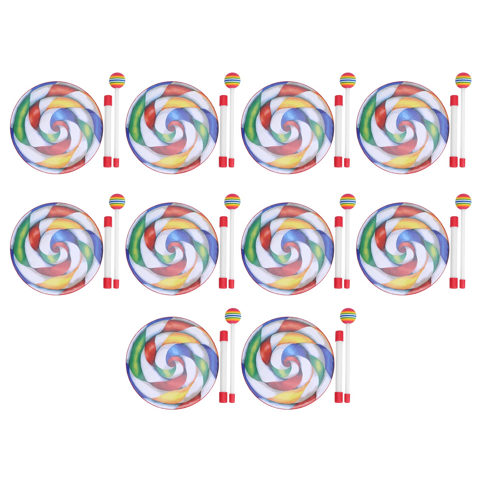 Juego de Batería Colorida con Forma de Piruleta para Actuaciones de Educación Musical para Niños, Instrumento de Ritmo Musical con Baquetas de 10 Piezas para Educación Infantil