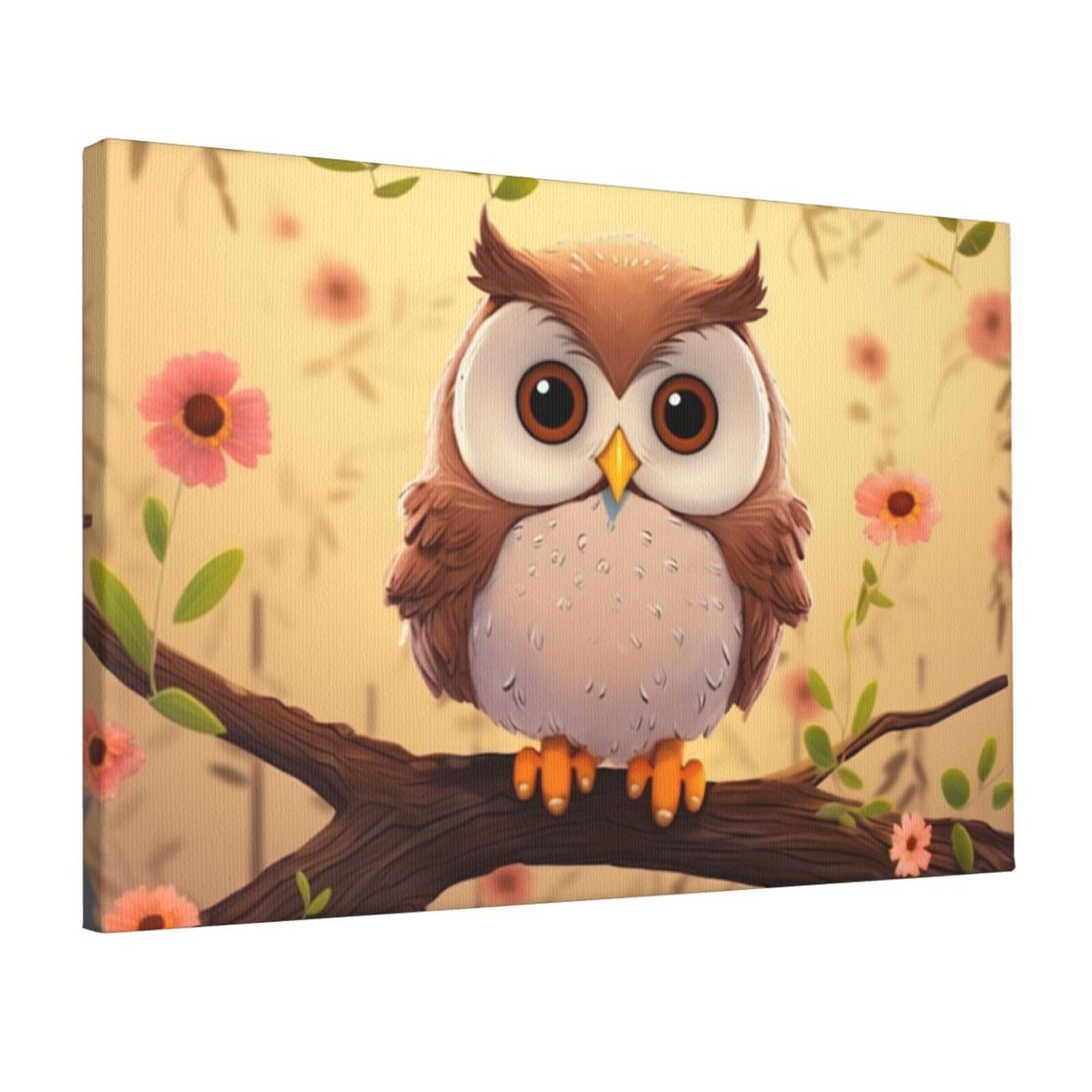 DWVTSLH cute owl Poster Paintings Canvas Wall Art Bedroom Prints Home Decor Hanging Picture Modern Home Artworks Aesthetic for Living Room Office Wall Decor 12x18in Unframed