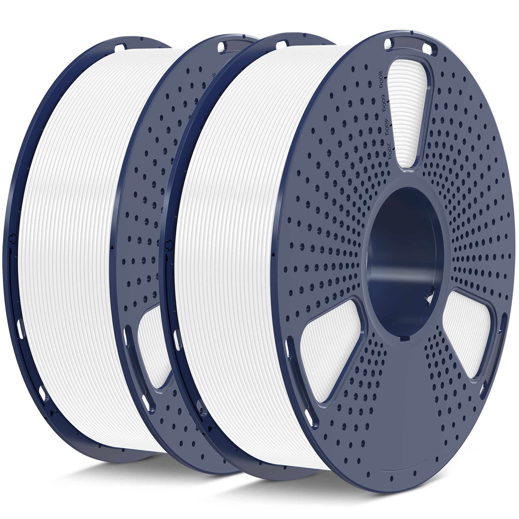 SUNLU Filamento PLA+ 1.75mm 2KG, Filamento per Stampante 3D PLA Plus, Filamento PLAPlus Resistente, Precisione Dimensionale +/- 0.02mm, Bobina da 1kg (2.2 Libbre), Bianco+Bianco