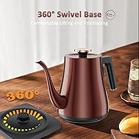 Vista 5 de Gooseneck Electric Kettle 1.0L, 1000W Rapid Boil In 4 Min, Stainless Steel Tea Kettle, Pour Over Coffee Kettles For Office/Tea/Travel/Kitchen, Auto