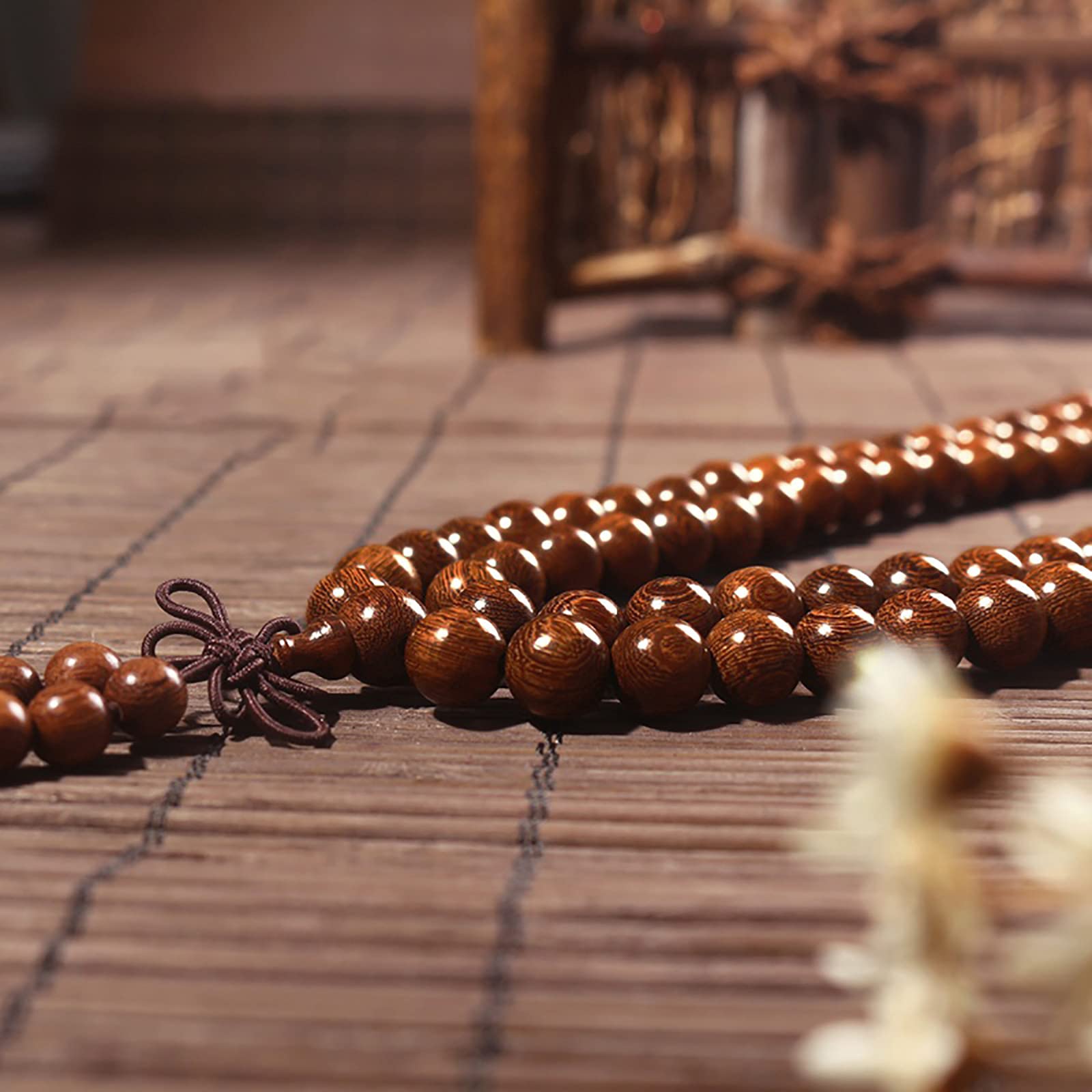 Herren Womens 108 Perle Sandelholz Mala Gebetsarmband - Yoga Meditation Perlen - Buddha Gebetsperlen