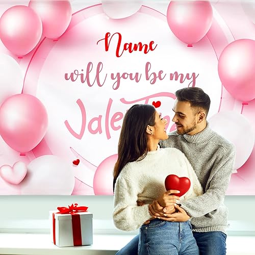 Miniatura 22 de Cartel de fondo personalizado para el día de San Valentín, decoración de San Valentín, letrero de vinilo con texto en inglés "Be My Valentine