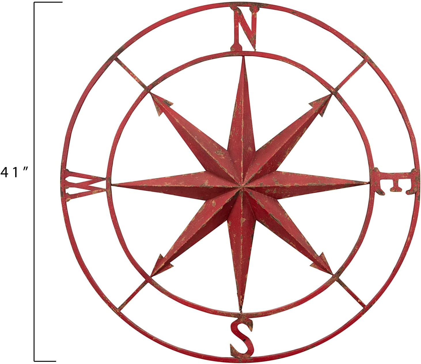 Creative Co-Op Large Distressed Red Metal Compass Wall Décor
