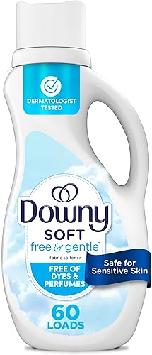 Suavizante líquido para telas Downy Free & Gentle, 44 fl oz, 60 cargas, hipoalergénico, acondicionador de tela líquido apto para pieles sensibles