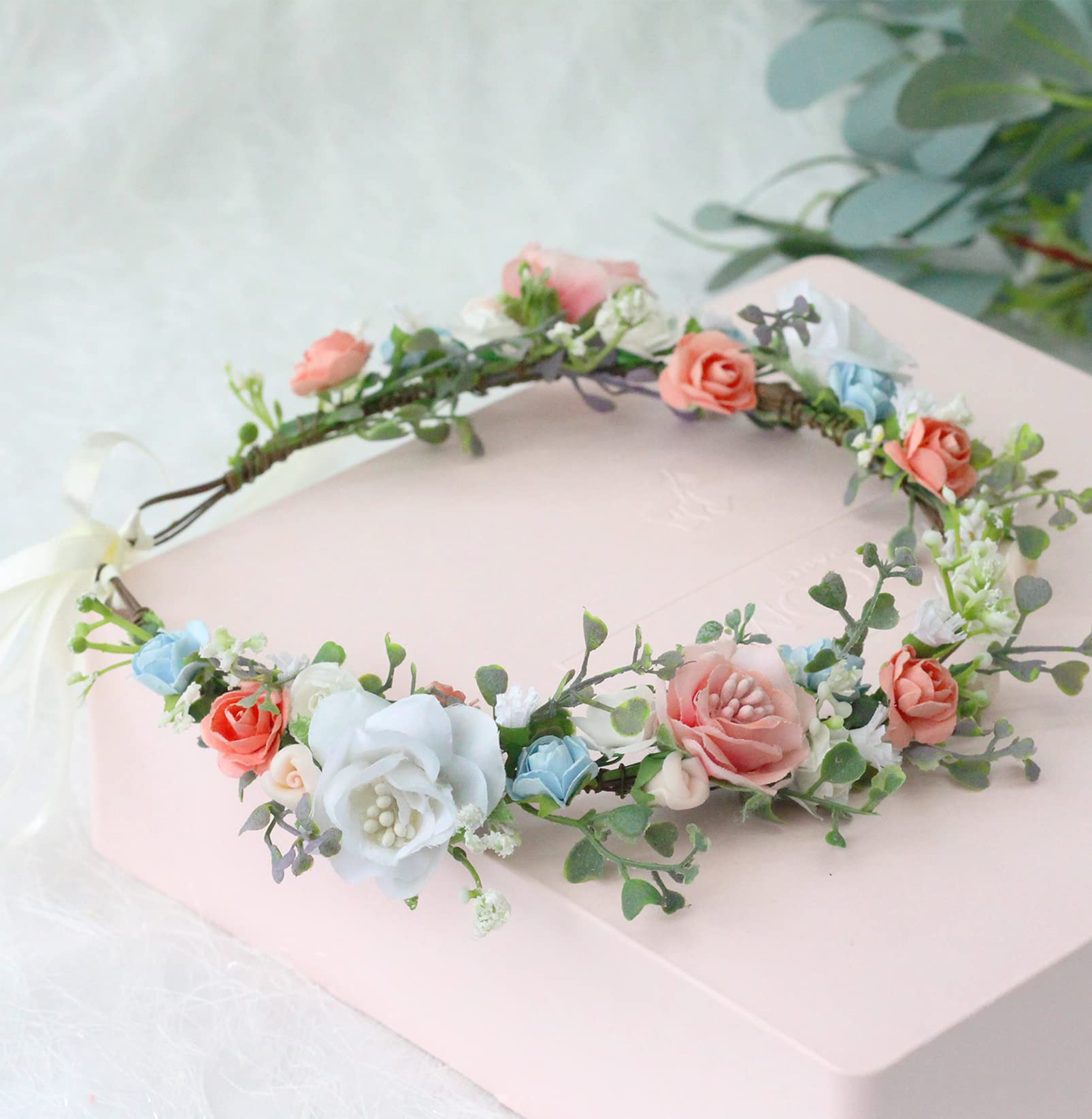 Braut Blume Stirnband Frauen Blume Krone Haar Kranz Floral Kopfschmuck Halo Boho Party Abschlussball Hochzeit Fotos