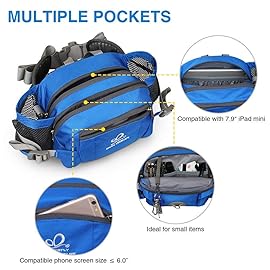 WATERFLY Fanny Pack Waist Bag: Fannie Pack 2 Water Bottle Holders Lumbar Belt Hiking Walking Running Jogging Camping Large Woman Man (Bottle Not Included)