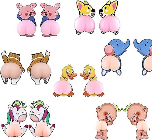 7 pares de calcomanías decorativas de dibujos animados 3D para automóvil o electrodomésticos de silicona anticolisión para espejo retrovisor, puerta