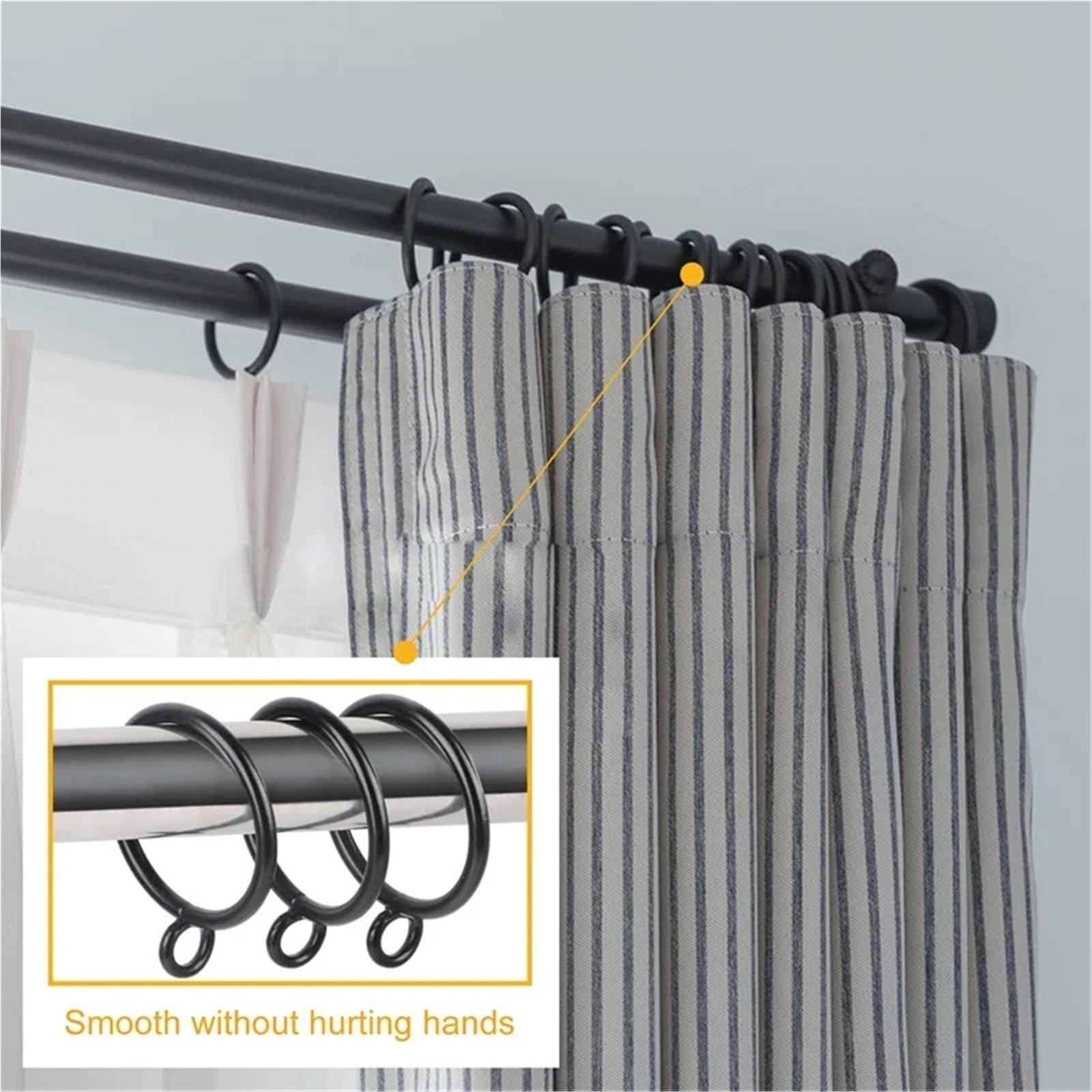 40 Stück Metall-Vorhangringe, Gardinenstangenringe mit Ösen, Hängeringe for Vorhänge und Stangen Für Fenster Und Türen(Silvery)