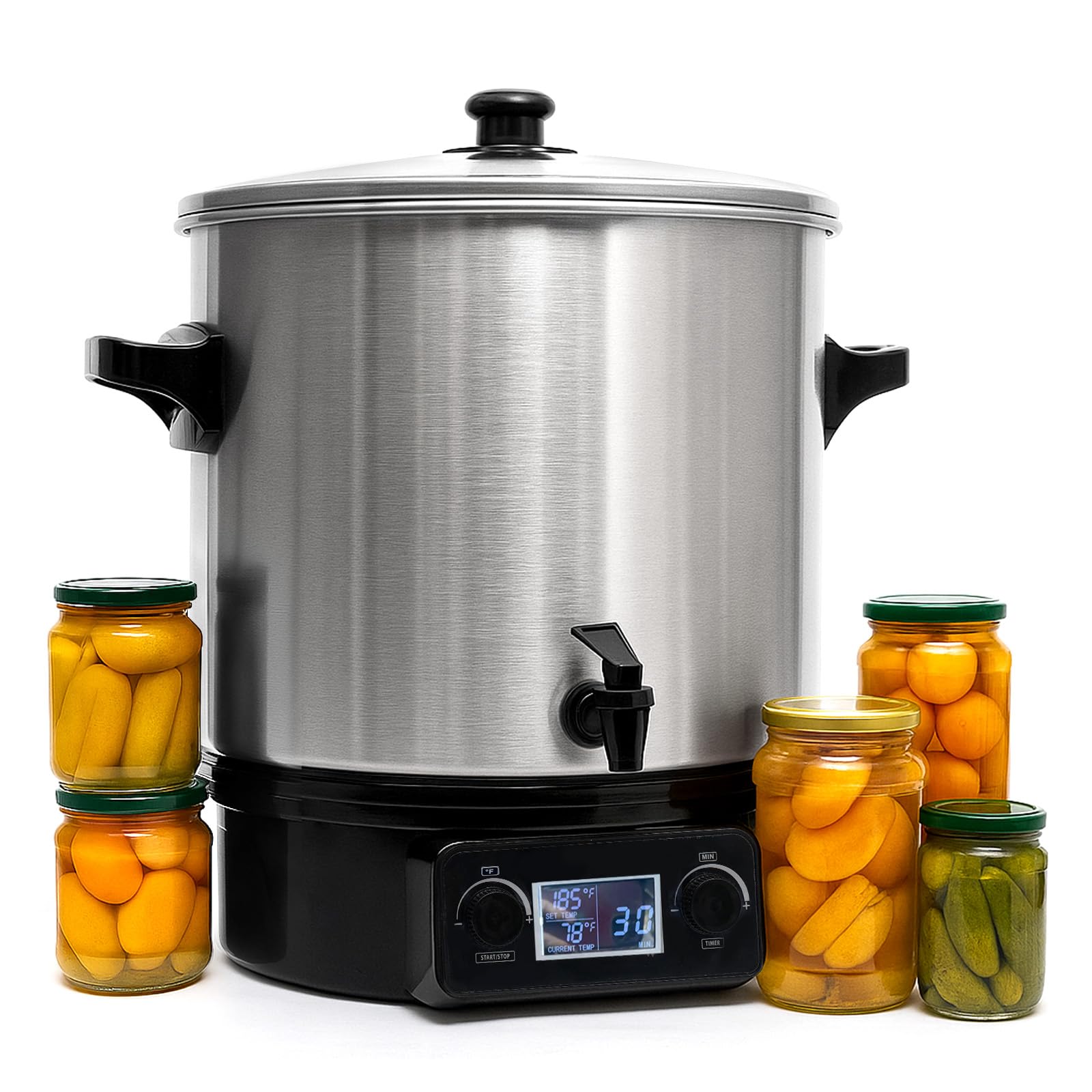24.5QT Premium Stainless Steel Electric Water Bath Canner - Large-Capacity Digital Electric Canner with LCD Display, Adjustable Temp 86-212°F & Timer