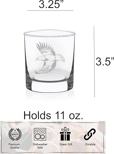 Miniatura 5 de C M Eagle 11 oz. whiskey rocks glass, permanently etched