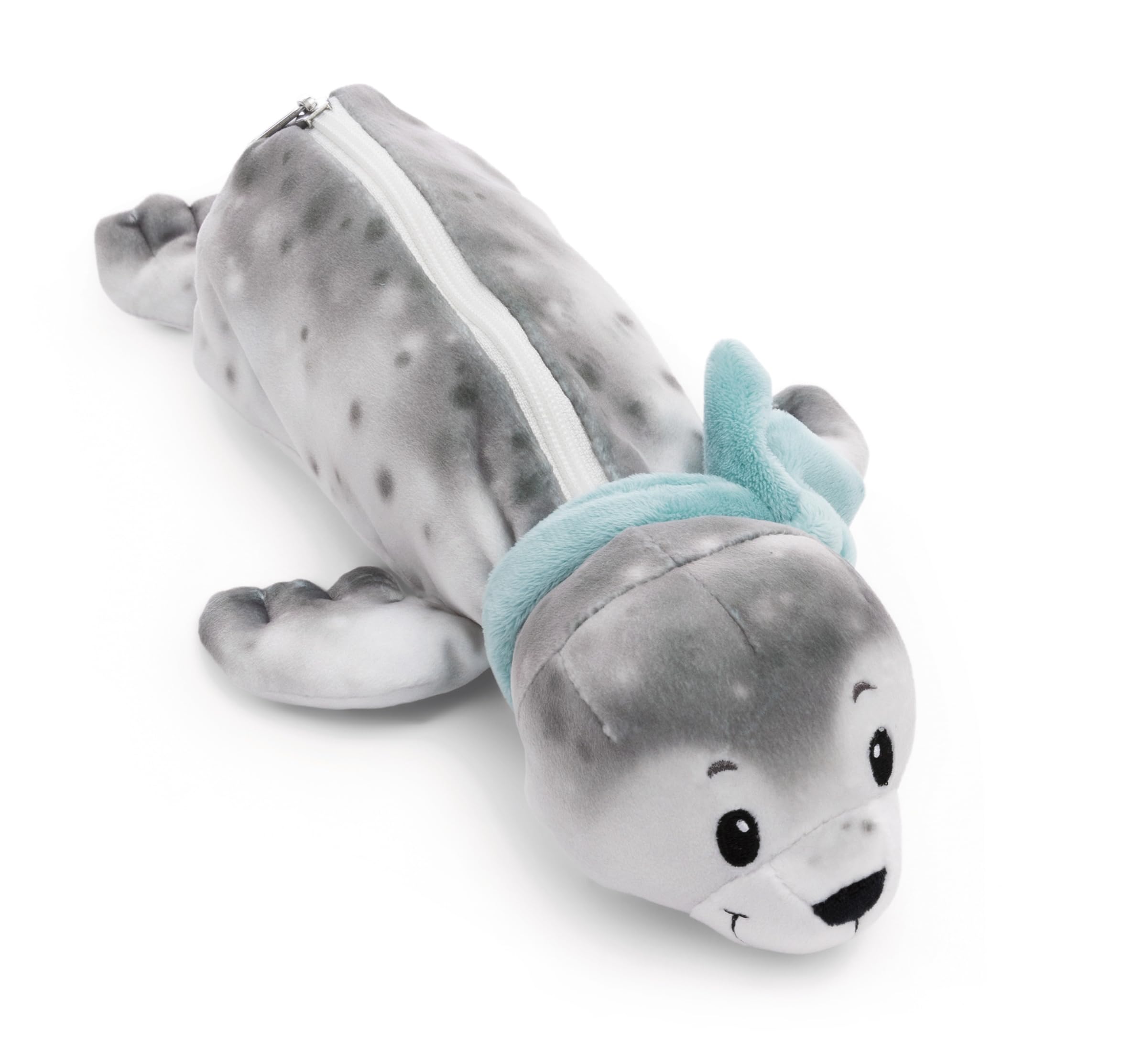NICI Pouch seal Bente 25x8x9cm grey - Fluffy pencil case for girls and women, school bag, office or cosmetic pouch, soft plush pouch