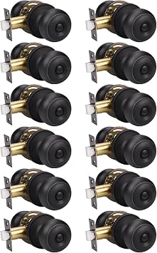 KNOBWELL Oil Rubbed Bronze Door Knob for Bedroom or Bathroom, Interior Round Privacy Knob With Lock, Keyless Turn Lock, 12 Pack