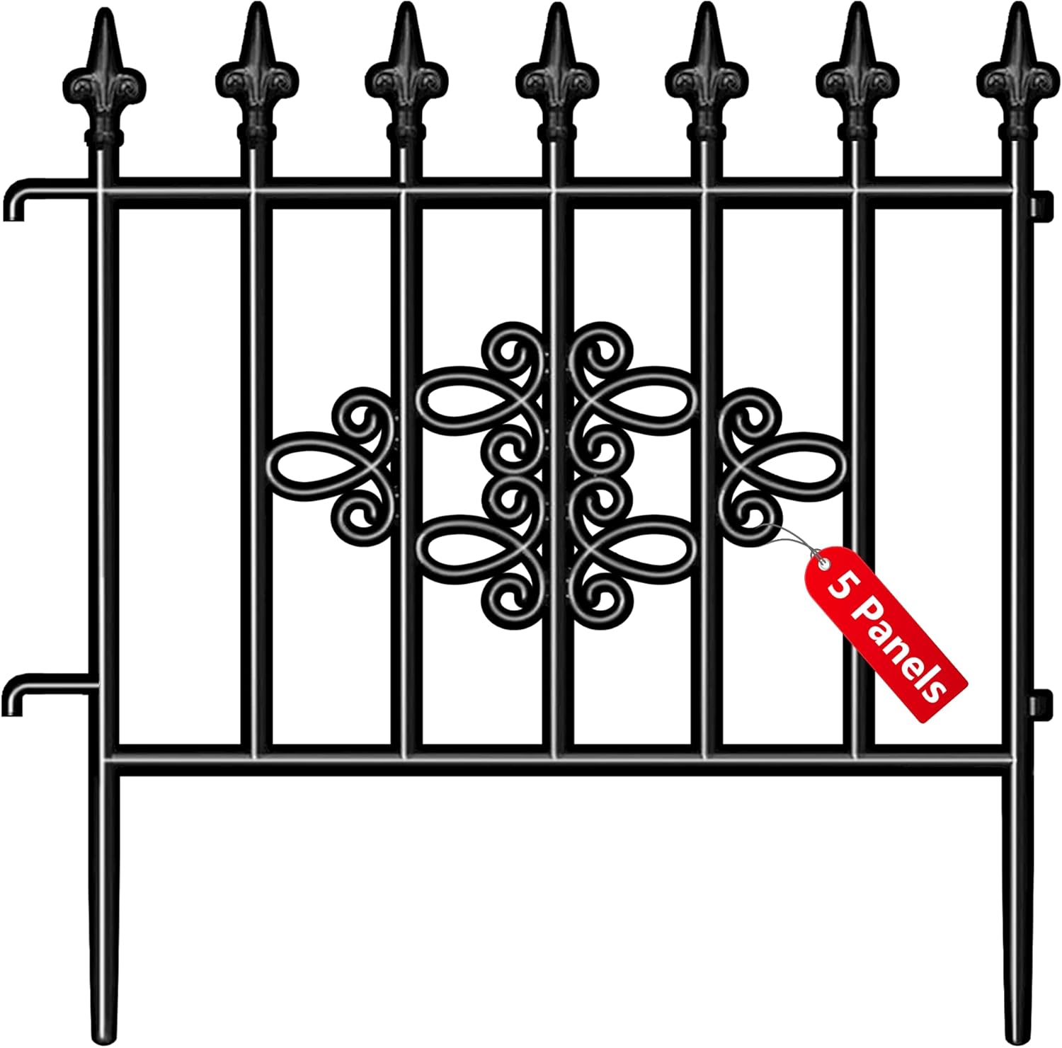 AMAGABELI GARDEN & HOME 5panels Decorative Garden Fences and Borders for Dogs 26in(H)10ft(L) No Dig Metal Fence Panel Garden Edging Border Fence for Animal Barrier Fencing for Flower Bed Yard Patio