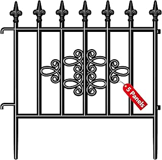 AMAGABELI GARDEN & HOME Decorative Garden Fence 6 Panels 32 in(H) X 14.5 ft(L) Rustproof Metal Wire Panel Border,No Dig Dog Fence for The Yard Flower Bed Outdoor Animal Barrier Garden Fencing Black