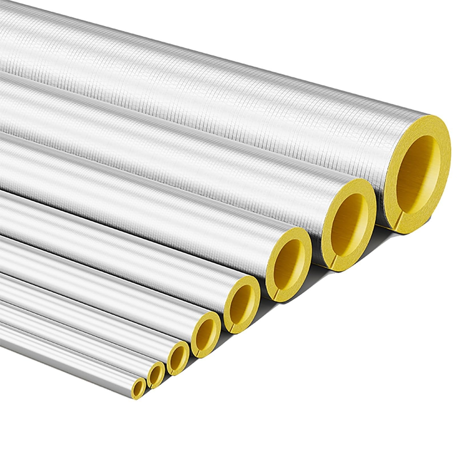 Manguito Aislante for tuberías de calderas, tubería de Lana de Vidrio, tubería Aislante de Lana de Roca, ignífuga y con reducción de Ruido, Industria y construcción(ID-89mm/3.5" TH-50mm/1.96")