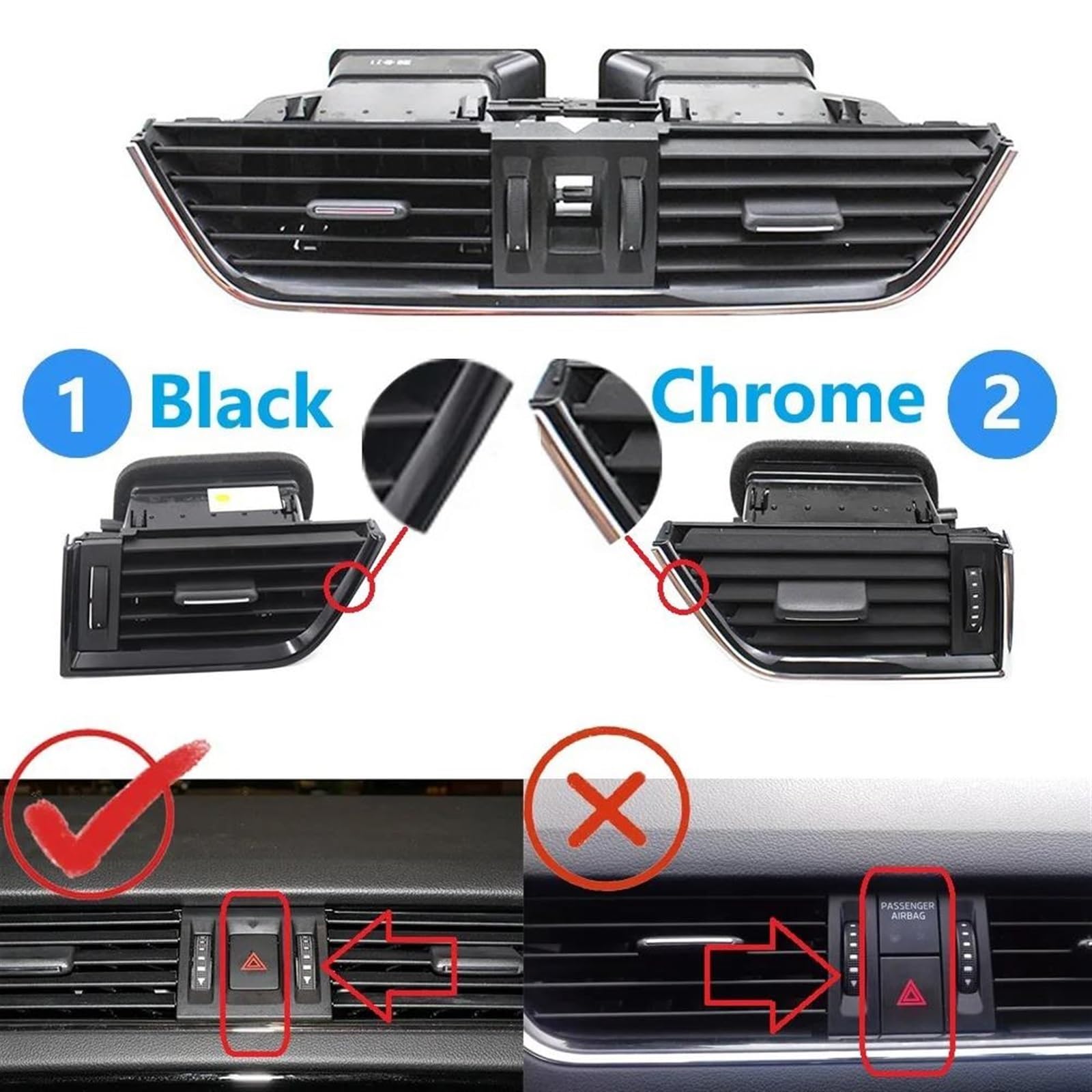 SYLTER Aria Condizionata Auto Bocchette per Skoda per Octavia 2015-2021 5ED820951 5ED819701 5ED819203 Cruscotto Sinistro Destro Centrale Posteriore Uscita Aria Bocchetta(Chrome Left)