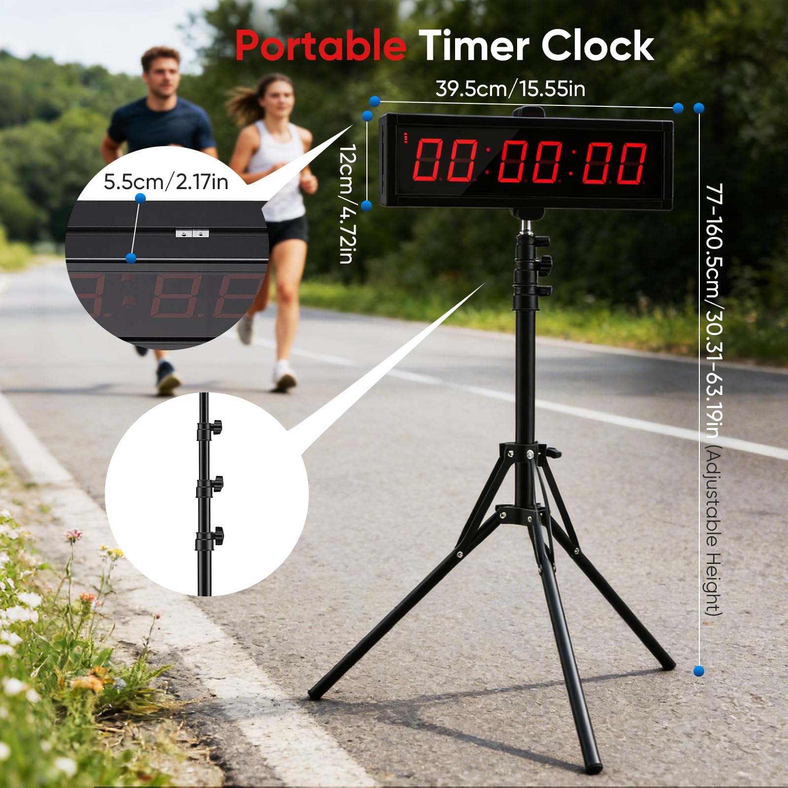 Temporizador Cuenta Regresiva, Cronómetro Digital 2,3 Pulgadas Y 6 Dígitos para Competiciones Y Juegos Temporizador Gimnasio con Trípode Cronómetro Deportivo con Control Remoto 12/24H (Cargar)