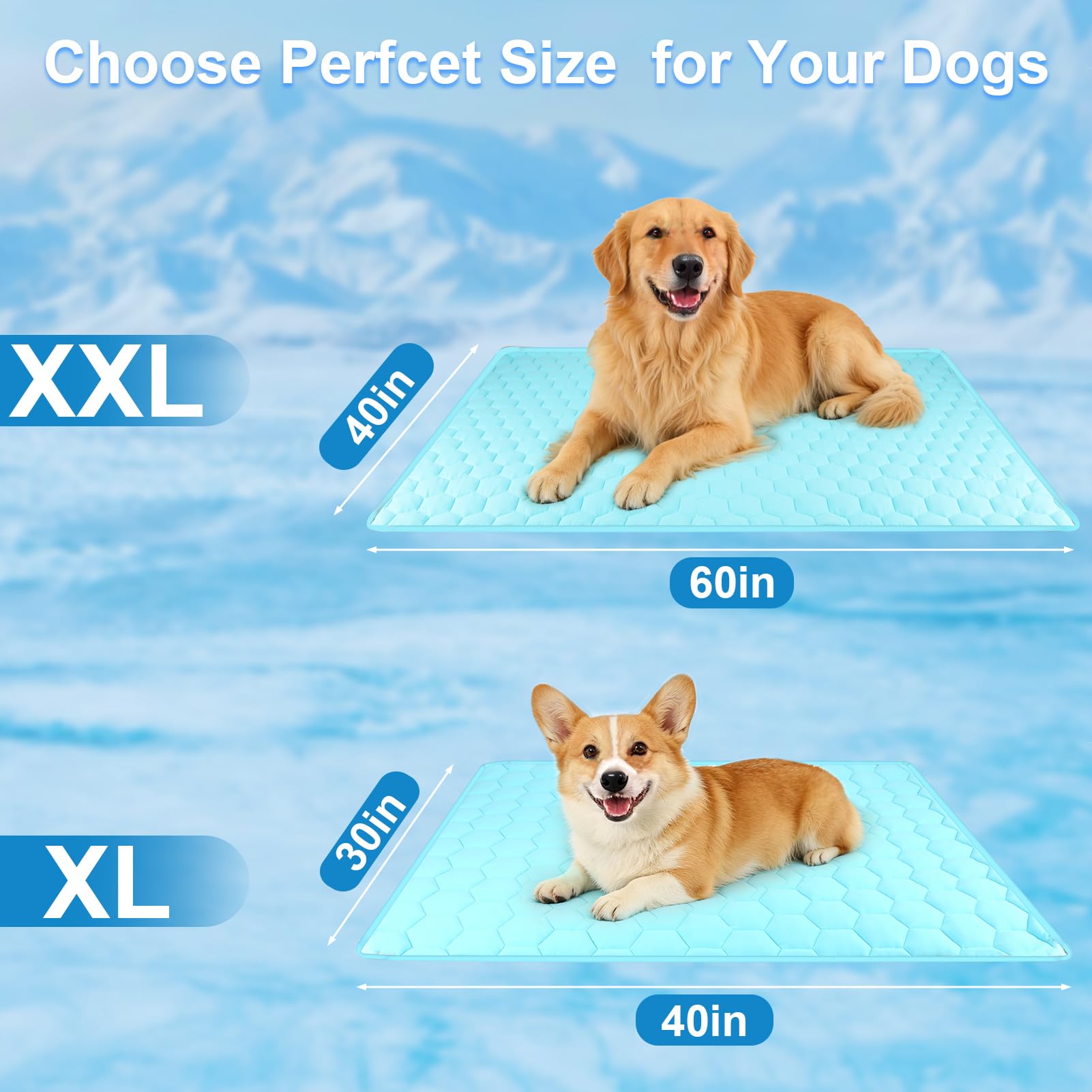 Vivifying Kühldecke für Hunde, wendbar, Eisseide, Kühlmatte mit wasserdichter Schicht, weiche Haustier-Überwurfdecke für Couch, Bett, Kiste, Boden, atmungsaktive Sommer-Haustierunterlage, 101,6 x