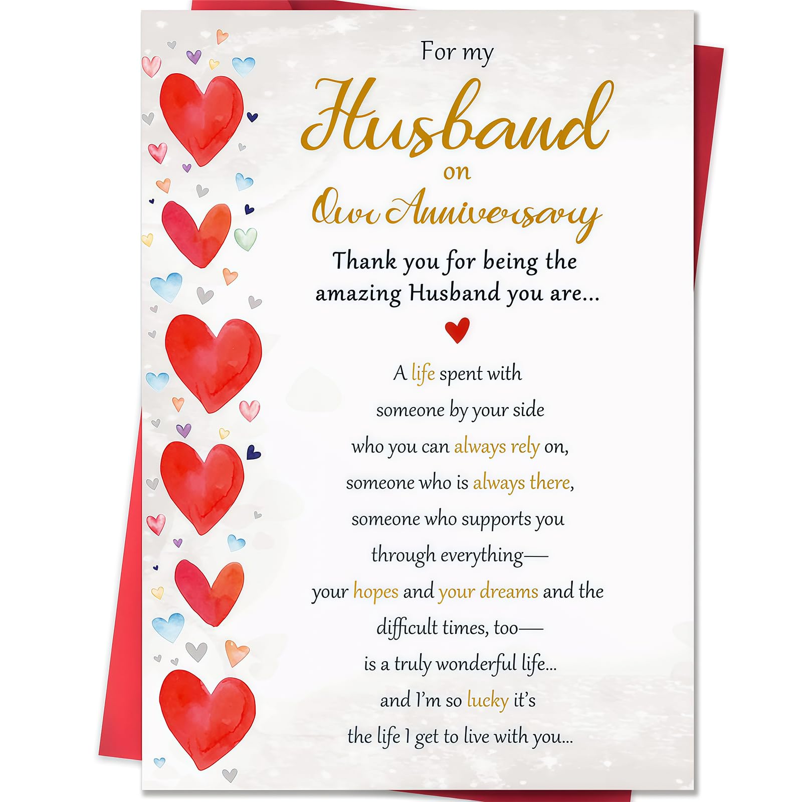 Jifudaciko Romantic Anniversary Card for Husband, Funny Anniversary Card Gifts from Wife 8 x 5.3 Inches, Sweet Wedding Day Gifts for Husband, for husband