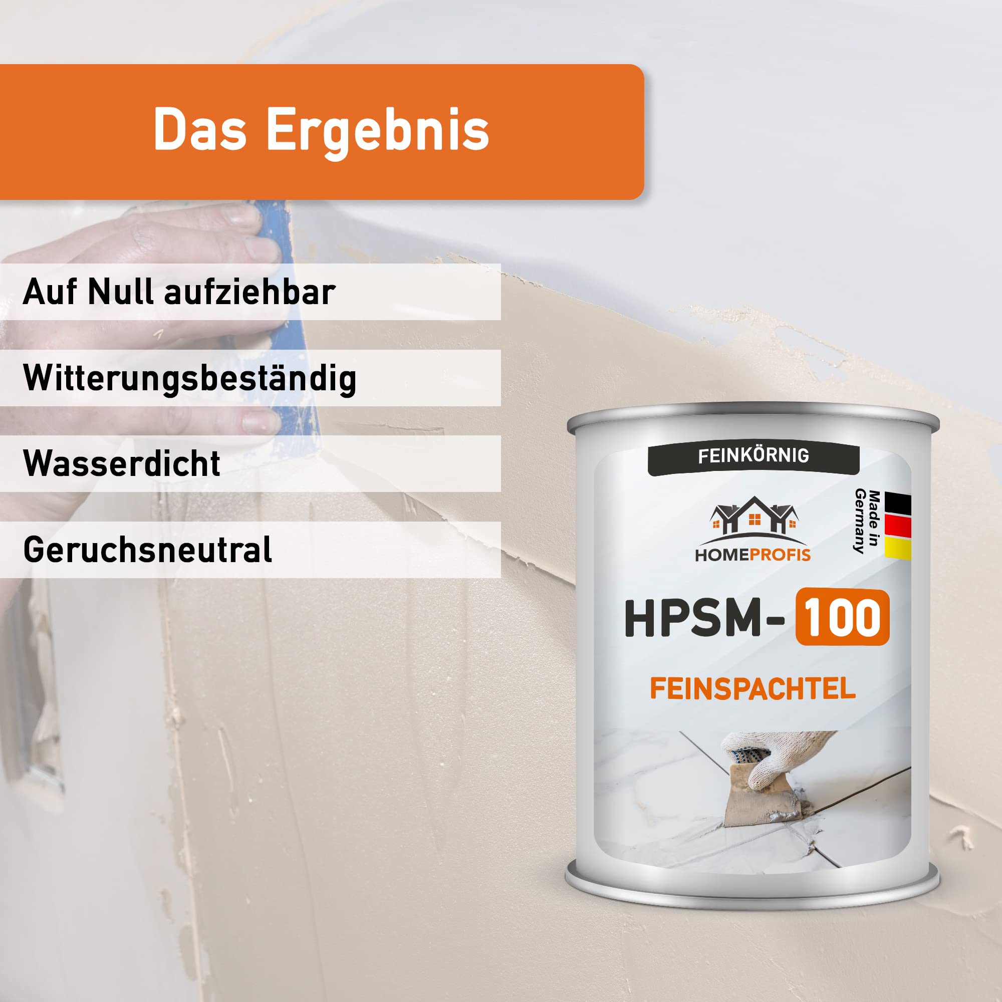 Home Profis® HPSM-100 Feinspachtel auf Epoxidharz Basis (3 kg) Spachtelmasse Füllspachtel Reparaturspachtel GFK Holz Beton Estrich Autoreparatur Bereichsausbesserung