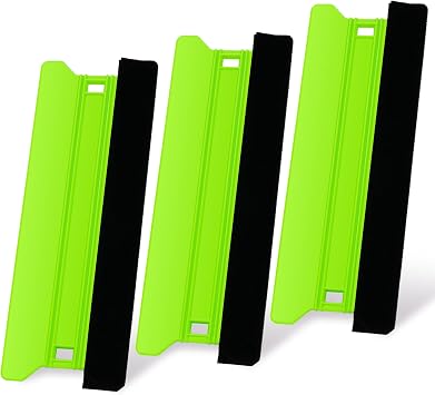 8.3IN Felt Edge Wrap Squeegee for Vinyl, 3pcs Plastic Squeegee Wallpaper Smoothing Tool Large Vinyl Scraper for Car Wrap, Window Film, Decals and Wallpaper, Bubble Removal & Cleaning Tool