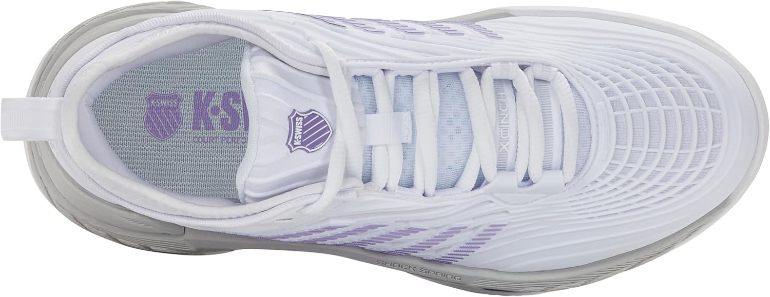 K-Swiss Women's Hypercourt Supreme 2 Clay Tennis Shoe (White/Lunar Rock/Purple Haze)