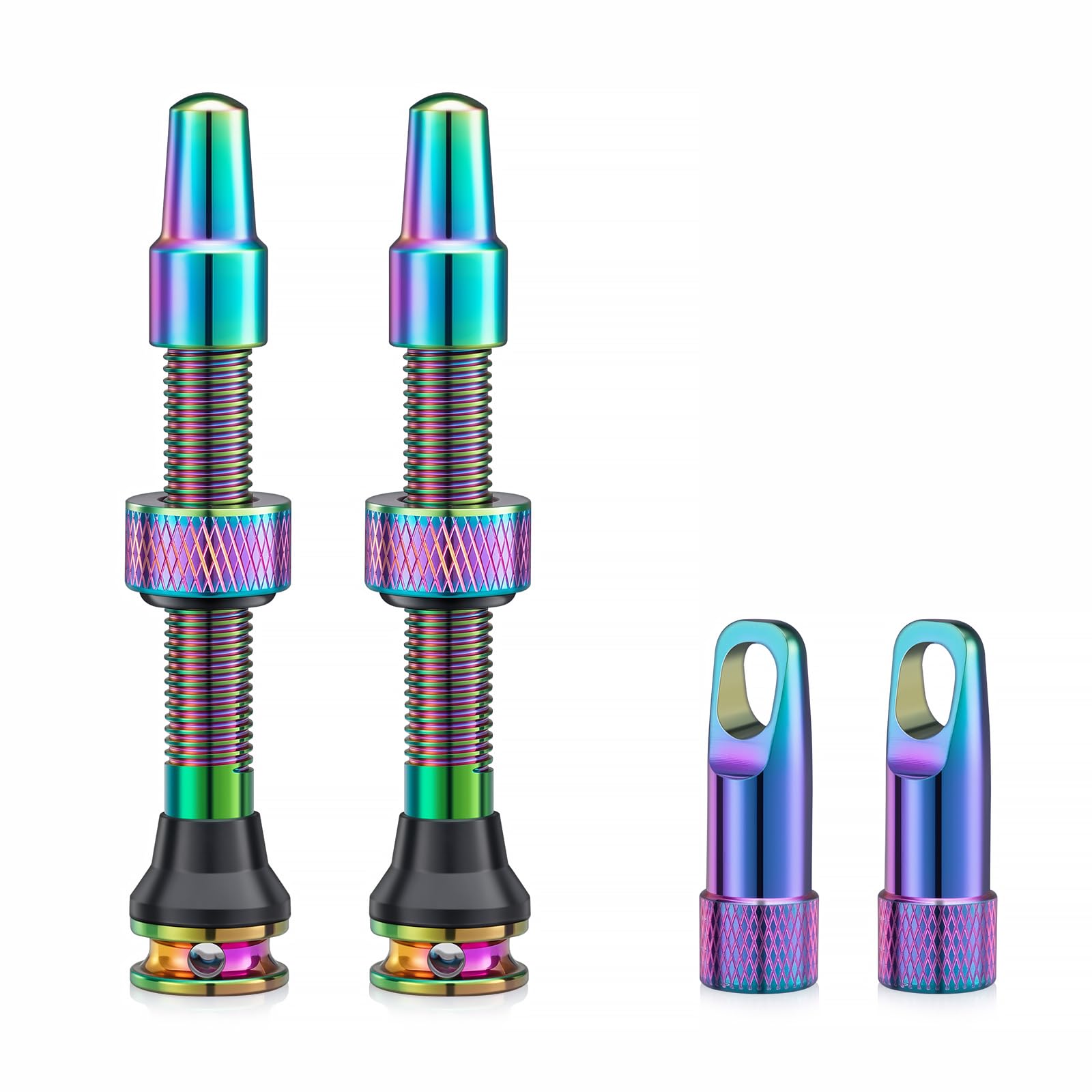 HZJD 2 Stück Presta Tubeless Ventile, Neon, Tubeless Vorbau, Integriertes Kernentfernungswerkzeug(44 mm)