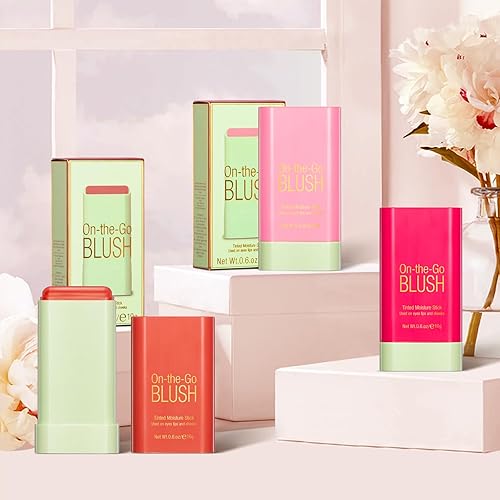 Miniatura 7 de Barra de rubor para mejillas  Varita de rubor de maquillaje en crema, barra hidratante sólida para tinte de mejillas, natural, mezclable,
