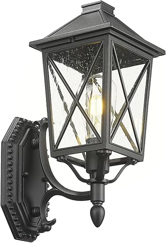 Luminzone Luces de porche al aire libre con salida GFCI, lámpara de pared del atardecer al amanecer, lámpara de pared para porche, linterna de pared