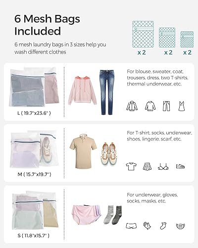 Miniatura 5 de SONGMICS Cesta de ropa de 130L con tapa, 2 bolsas extraíbles con forro, 6 bolsas de malla, mimbre, canasta doble para ropa sucia para baño, 13 x 26