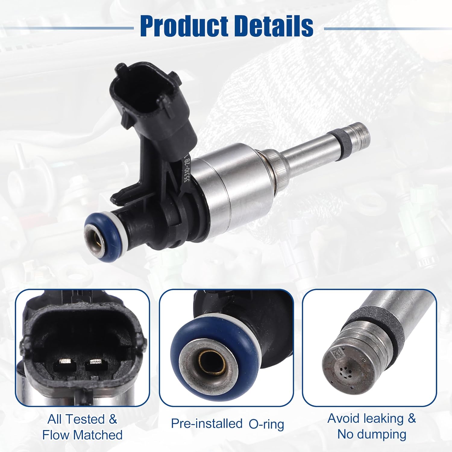 ACROPIX Car Fuel Injector Nozzle Replacement Fit for Hyundai Accent 1.6L 2012-2017 NO.353102B130 - Pack of 4 Black