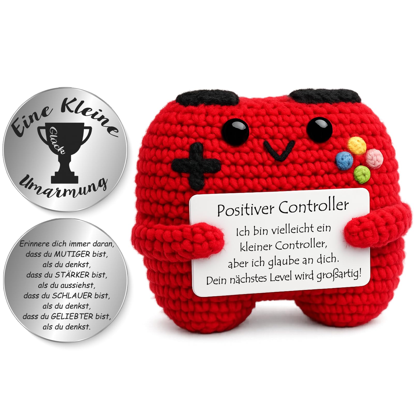 Tixlux Pocket Hug Fröhlicher Pinguin, Kreative Strickwolle Pinguin Dekofigur und Kleine Umarmung Glücksbringer, MutmacherGeschenk, Gute Besserung Geschenk, Weihnachten