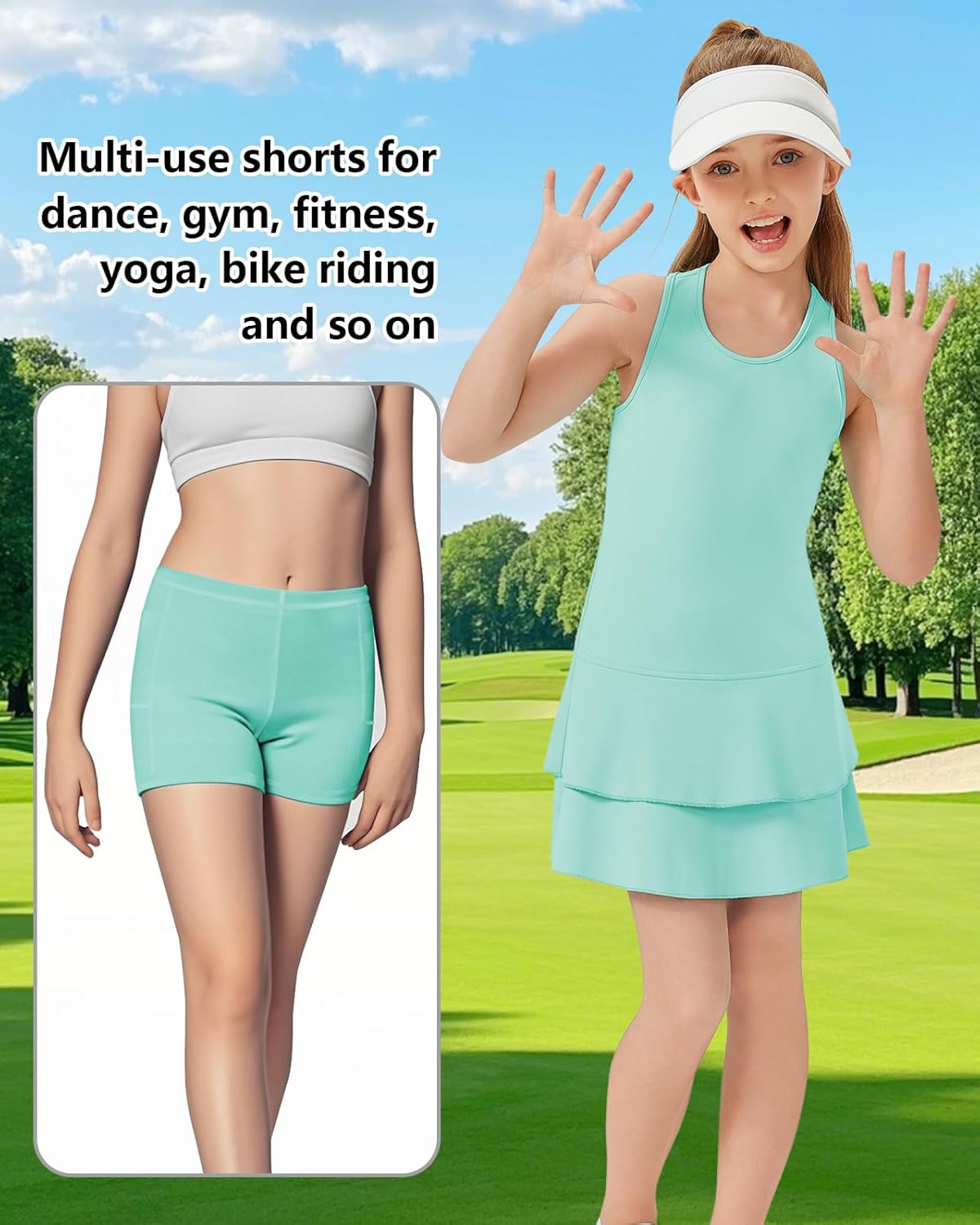 Soneven Girls Tennis Dresses Sleeveless Golf Dress with Shorts Pickle Ball Athletic Dress Tennis Outfits - Image 3