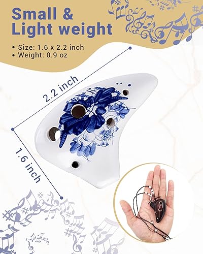 Miniatura 5 de L'MS. Mini ocarina de cerámica con 6 Agujeros con diseño de Legend of Zelda Triforce. Incluye cancionero y tutorial. (idioma español no Azul &