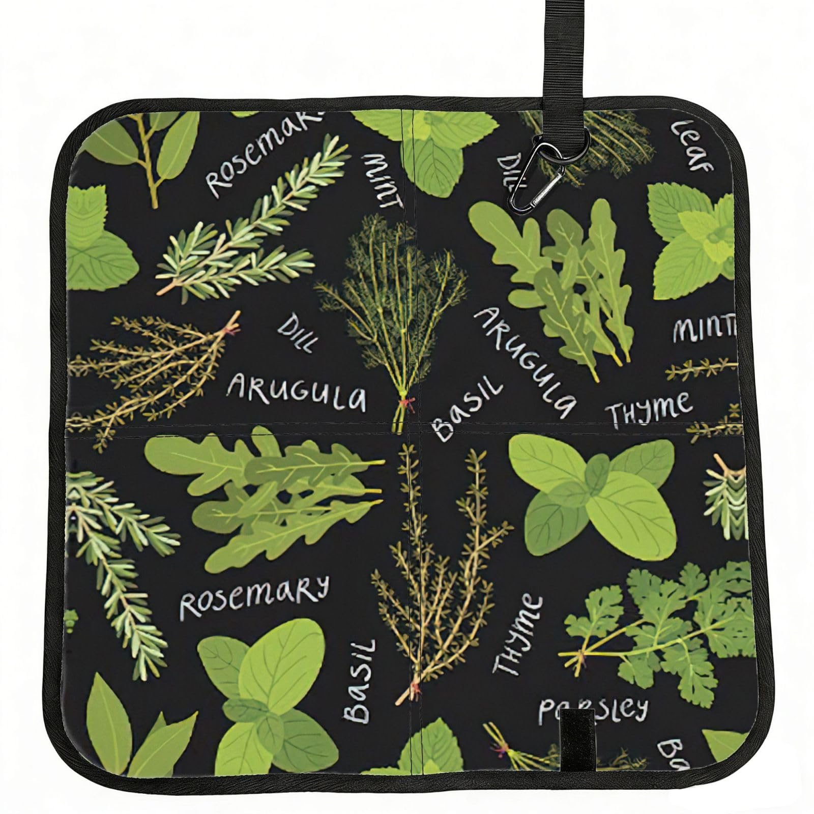 SDEGTHO Basil Thyme Dill & Rosemary Printed Foldable Seat Pad with Closure, Lightweight Cushion for Airplane Travel Camping