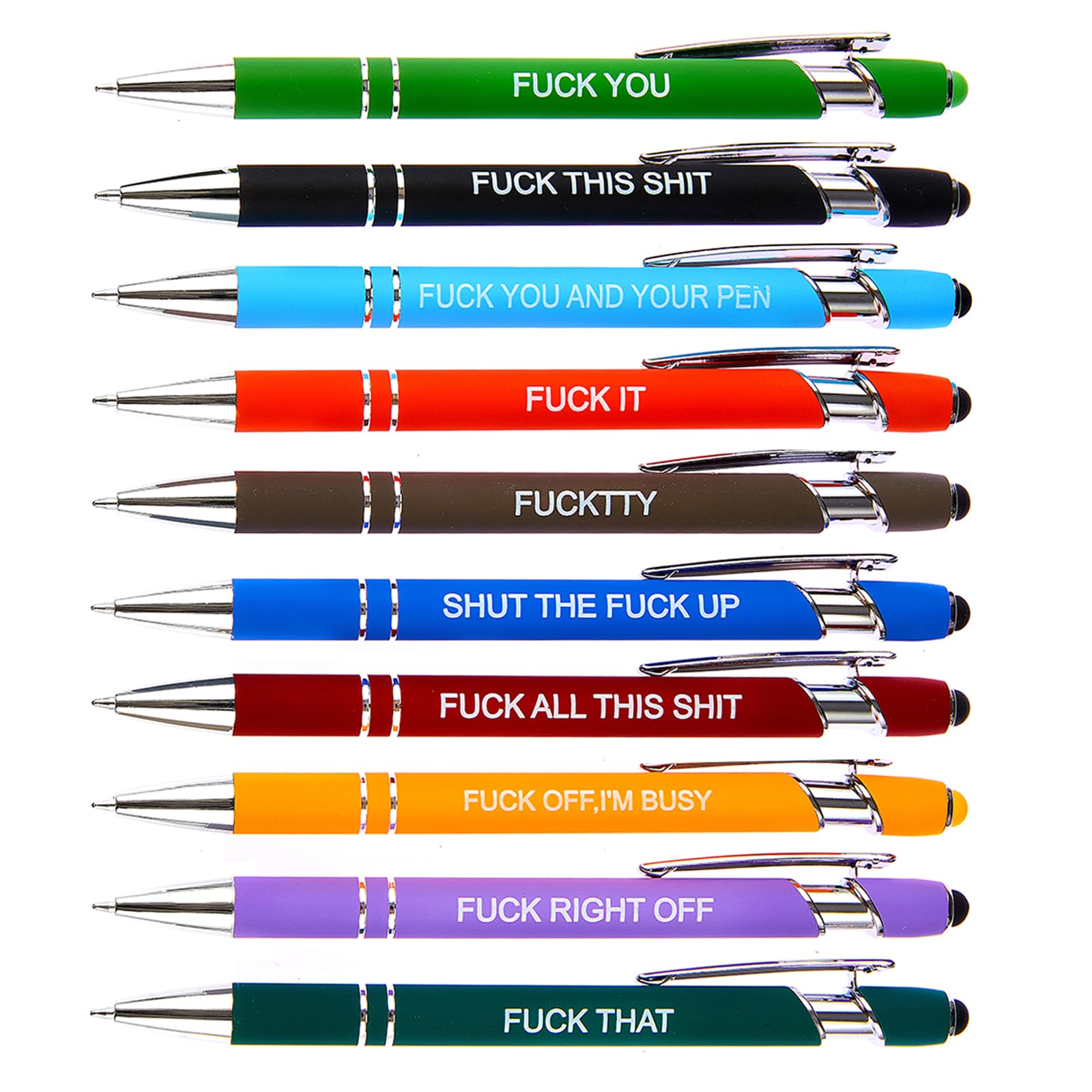 HLPHA 10PCS Funny Multicolored Ballpoint Pens with Complaining Quotes and Touch Screen Function Office Gifts Negative Passive Ballpoint Pens