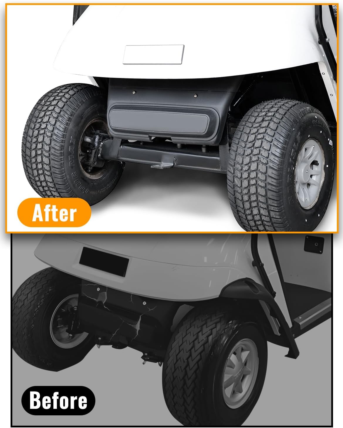 Combined Golf Cart Front Shield for EZGO TXT, 2PCS Plastic Shock Shield Cover Bumper Guard for EZGO TXT Golf Cart Accessories, Replaces OEM #27166G01, 27166G02, 27166G04