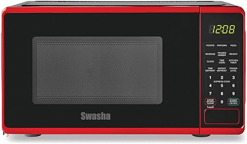 Horno microondas compacto para encimera, 0.7 pies cúbicos, hornos microondas de 700 vatios con pantalla digital LED, 10 niveles de potencia, bloqueo