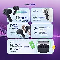 Vista 2 de Samsung Galaxy Buds 3-FE (2025) Auriculares Bluetooth inalámbricos verdaderos, cancelación activa de ruido, llamadas claras, batería de larga