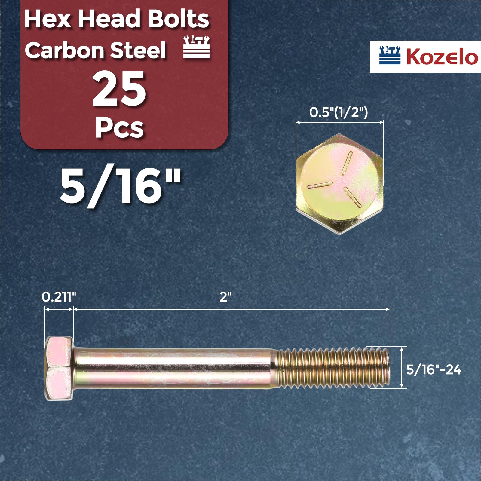 Kozelo 25 Pcs Hex Head Screws Bolts - Image 2
