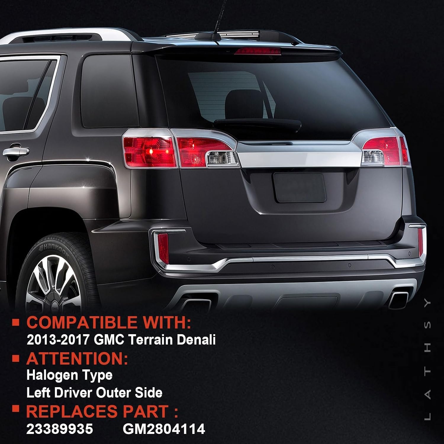 Halogen Tail Lights Compatible With 2013-2017 GMC Terrain Denali Rear Light Taillights Left Driver Side Replace 23389935 GM2804114(Outer Left Driver Side)